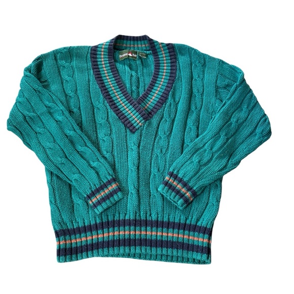 Vintage Outback Red Sz Medium Cardigan Sweater Slouchy Chunky Knit Preppy Tennis - Picture 1 of 5